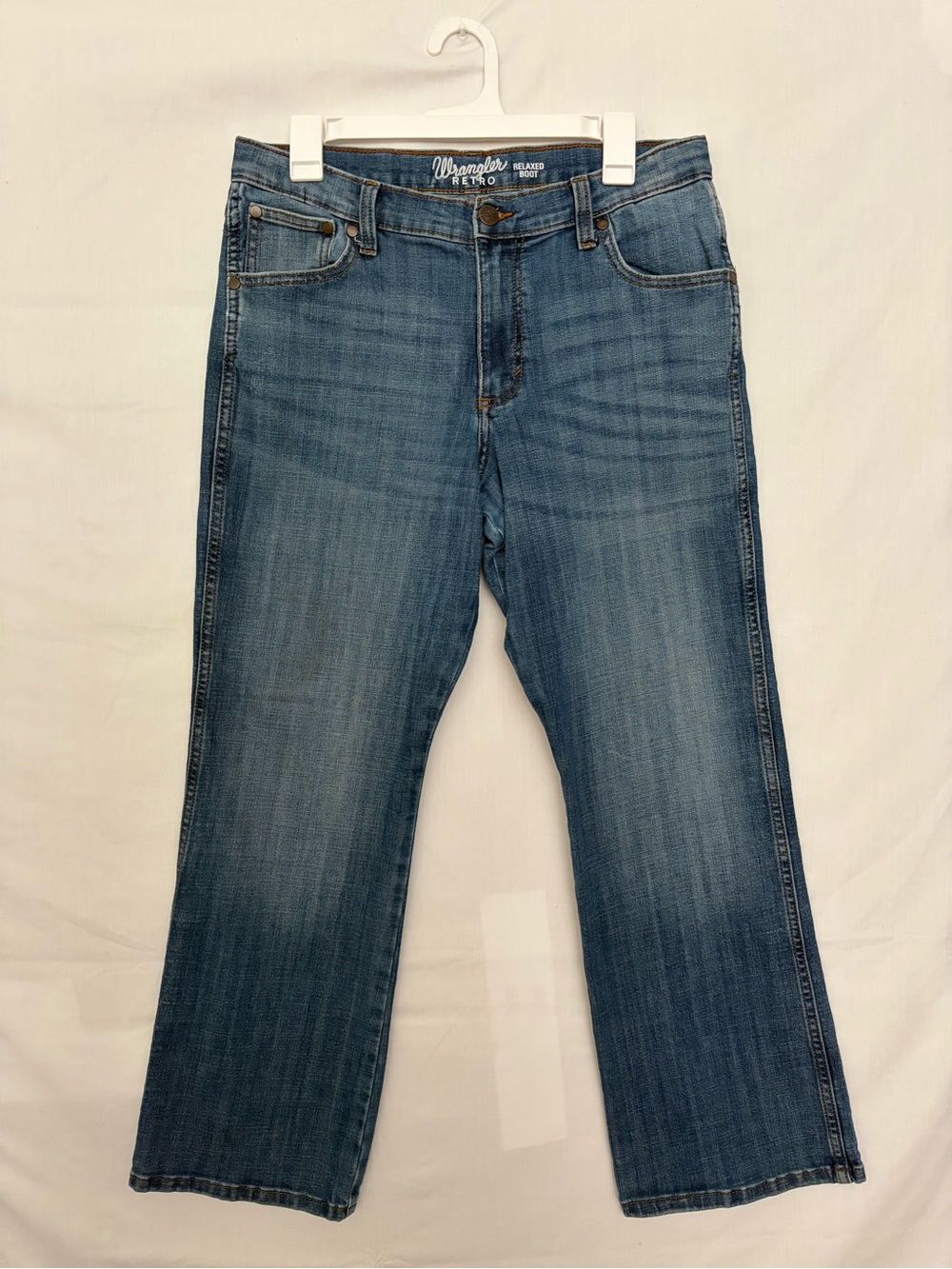 Wrangler Retro Mens Boys 18 Husky 32x30 Medium Wash Relaxed Bootcut Jeans(A966)